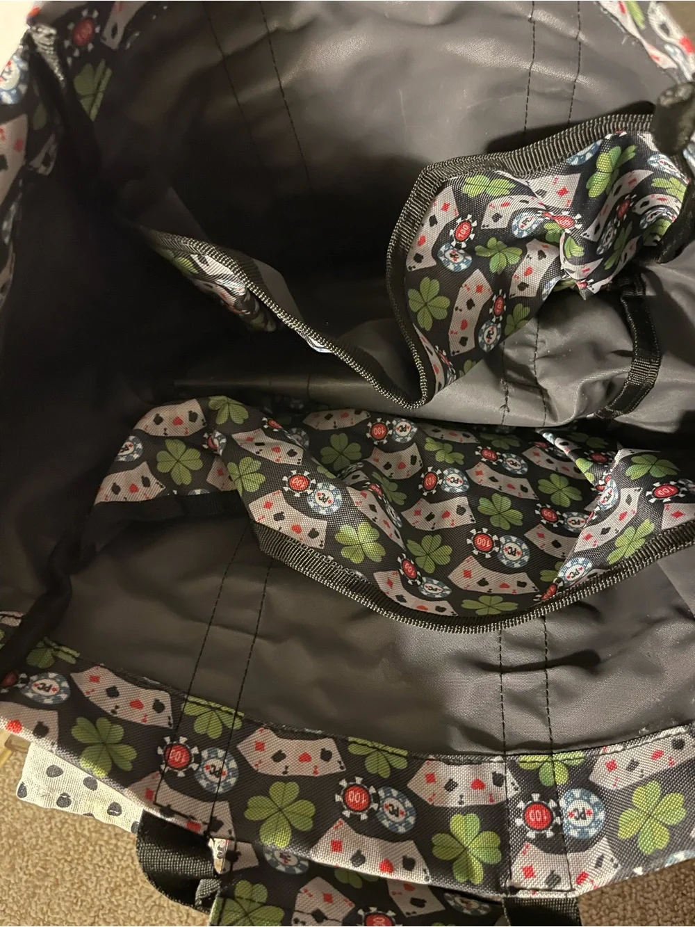 Black Storage Bag with Poker Print